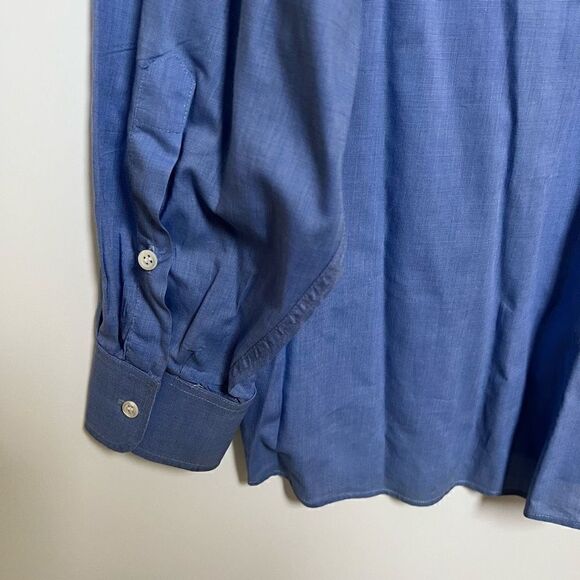 Alain Figaret Paris Button Down Dress Shirt Blue Classic size 44L - Picture 10 of 11